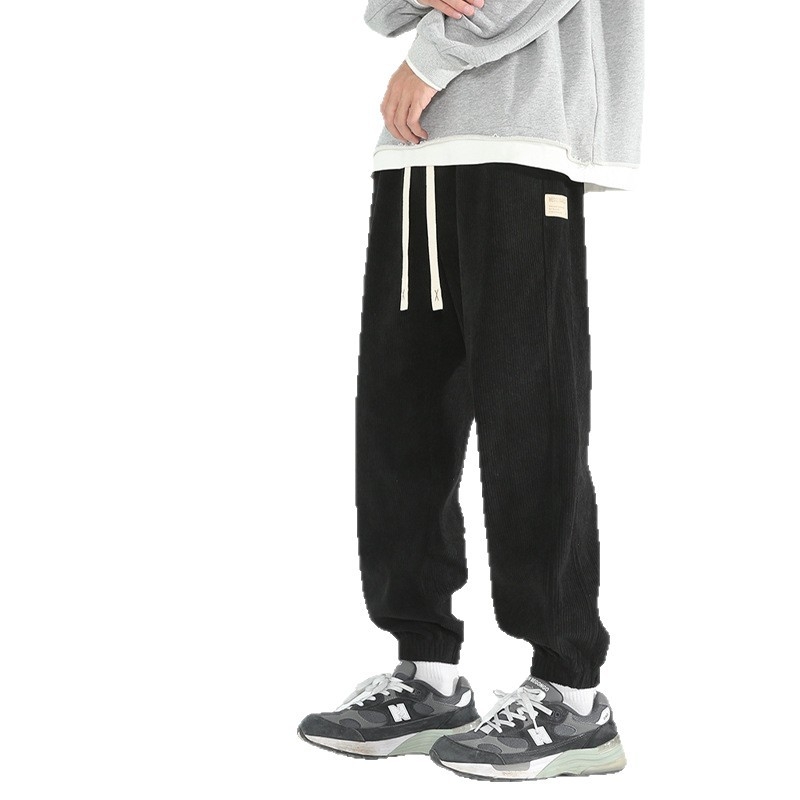 X-602-AK5001-P50 Korduroy férfi nadrág fleece-béléssel, harém stílusú, mindennapi téli nadrág