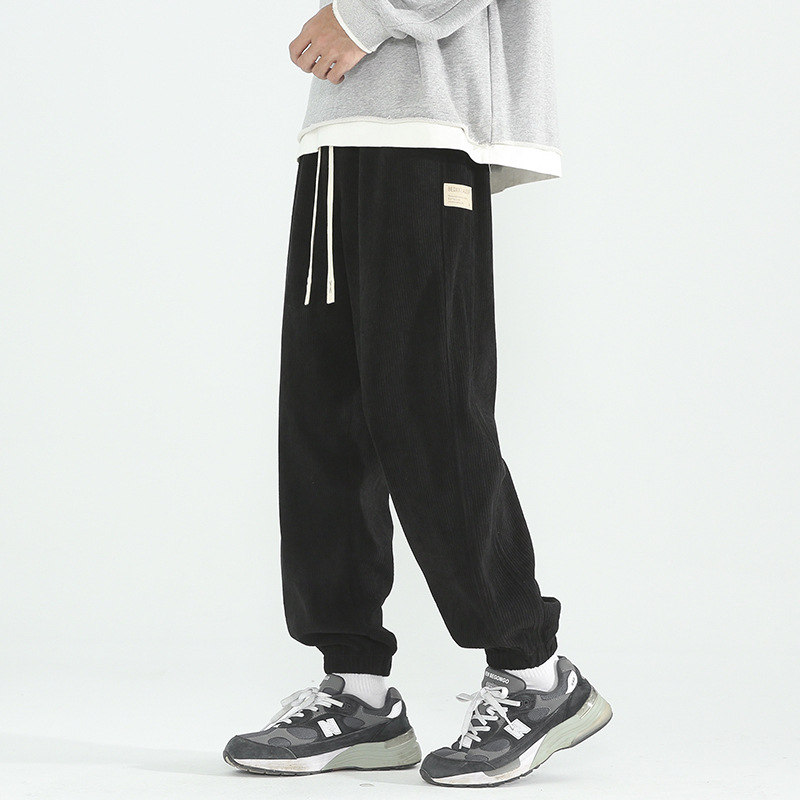 X-602-AK5001-P50 Korduroy férfi nadrág fleece-béléssel, harém stílusú, mindennapi téli nadrág