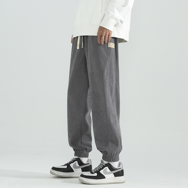 X-602-AK5001-P50 Korduroy férfi nadrág fleece-béléssel, harém stílusú, mindennapi téli nadrág