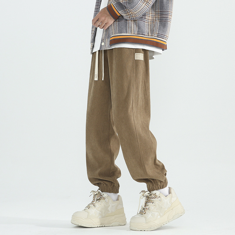 X-602-AK5001-P50 Korduroy férfi nadrág fleece-béléssel, harém stílusú, mindennapi téli nadrág