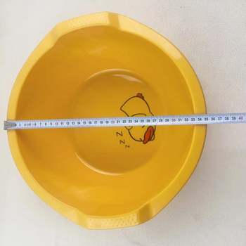 Debeli plastični sud s dvije ručke, crtani dizajn patke s cvjetnim motivom, otporan na visoke temperature, 35 cm, za studentski dom i kućnu uporabu.