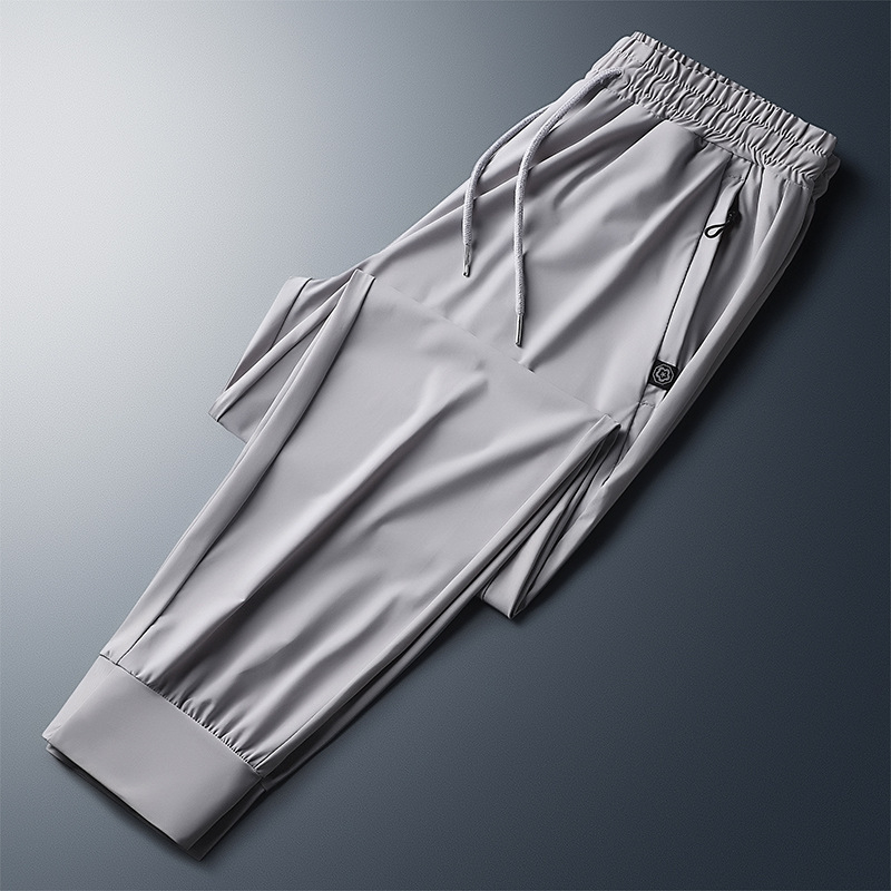 Férfi Ice Silk könnyű cropped sportnadrág, légáteresztő, gyorsan száradó, nyár 2023, mindennapi viselet