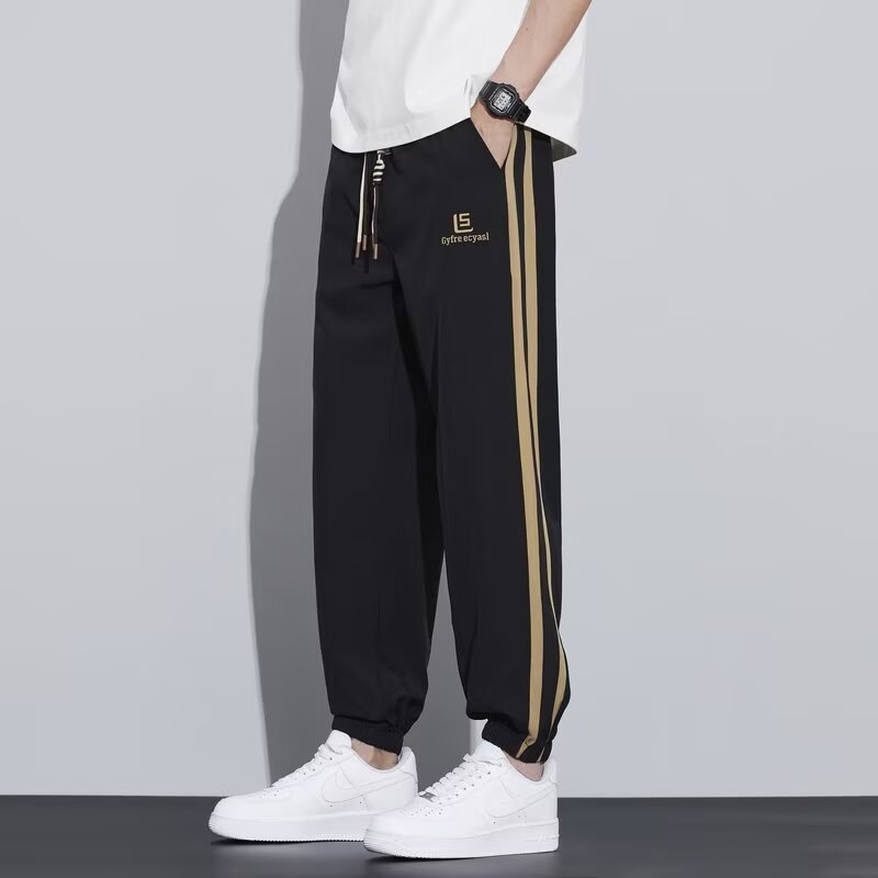 Férfiak laza, gyorsan száradó, lélegző nyári sportnadrág, plusz méret, ice-silk anyag