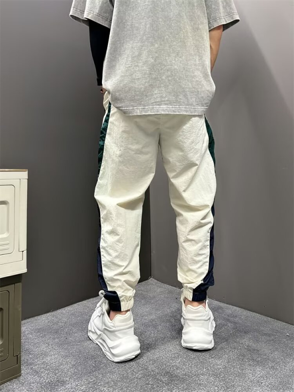 Muške široke ljetne hlače za brzo sušenje, s prugama i patchwork detaljima, jogger stil