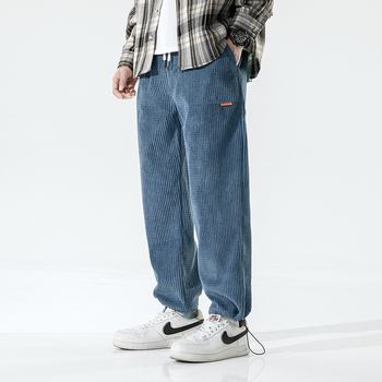 2026 Corduroy lazán szabott férfi sportnadrág, koreai stílus, cropped hosszúságú, bokáig érő