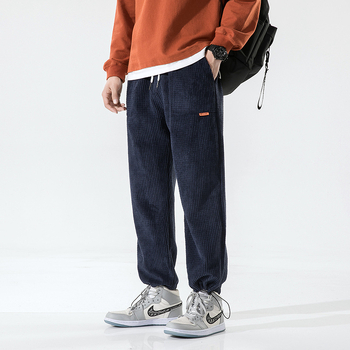 2026 Corduroy lazán szabott férfi sportnadrág, koreai stílus, cropped hosszúságú, bokáig érő