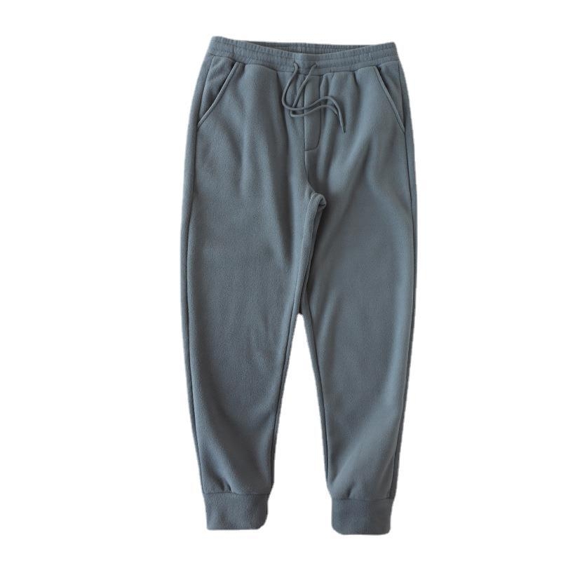 Japanski stil dvostrano fleece trenirke hlače, casual za jesen-zimu, topli joggeri s manžetama, muški streetwear