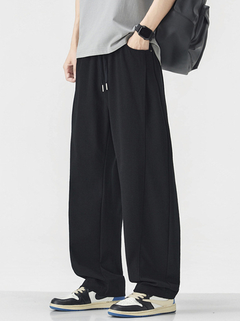 Maple House Férfiaknak – Tavasz–Nyár Kötött Sweatpants, Színblokkolt, Egyenes Szabás