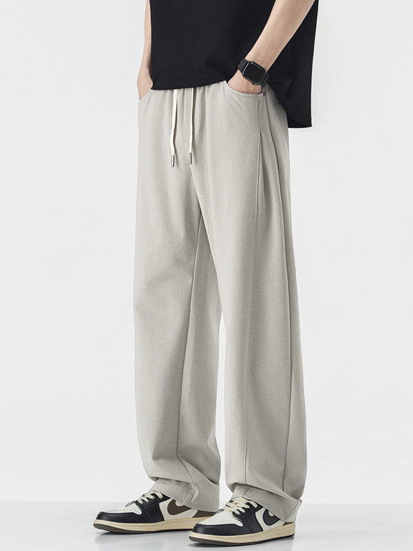 Maple House Férfiaknak – Tavasz–Nyár Kötött Sweatpants, Színblokkolt, Egyenes Szabás