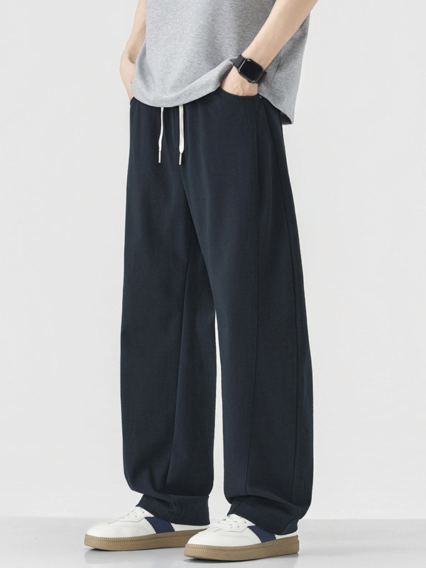 Maple House Férfiaknak – Tavasz–Nyár Kötött Sweatpants, Színblokkolt, Egyenes Szabás