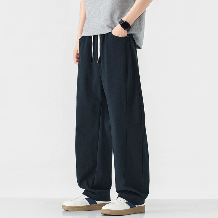 Maple House Férfiaknak – Tavasz–Nyár Kötött Sweatpants, Színblokkolt, Egyenes Szabás