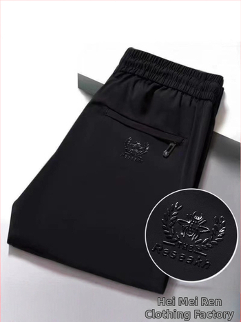 Muške hlače od Ice Silk, casual stil, velike veličine, elastičan pojas, brzo suše, ravni kroj, duge hlače