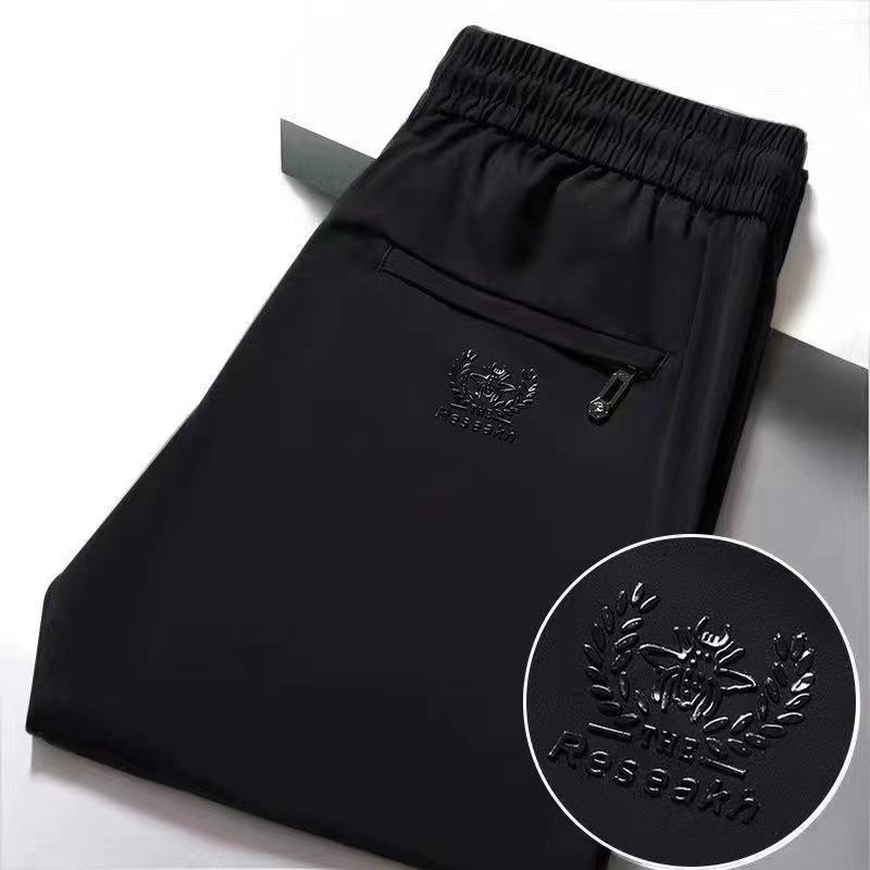Muške hlače od Ice Silk, casual stil, velike veličine, elastičan pojas, brzo suše, ravni kroj, duge hlače