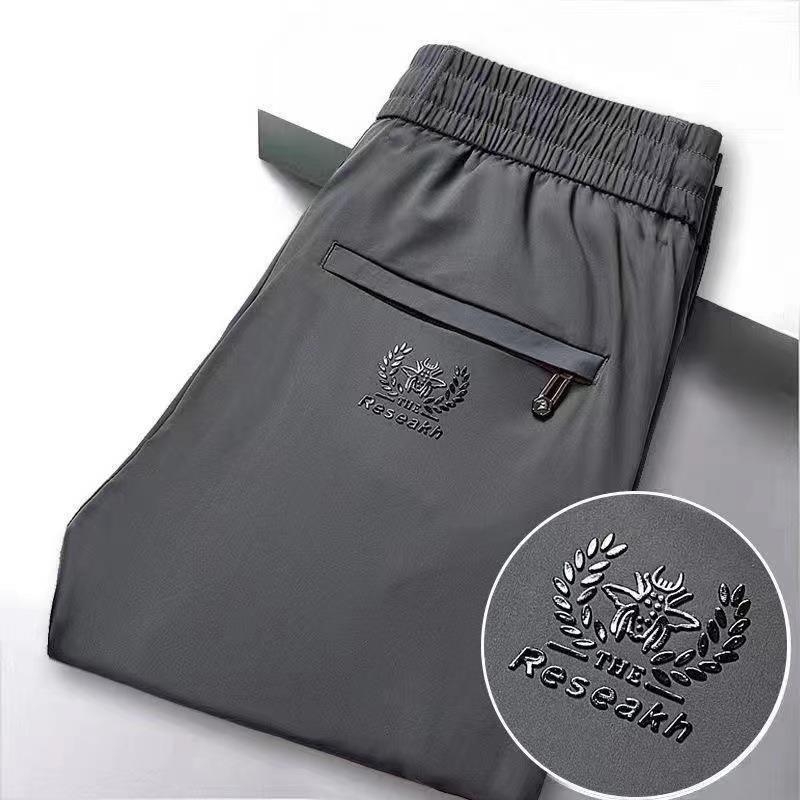 Muške hlače od Ice Silk, casual stil, velike veličine, elastičan pojas, brzo suše, ravni kroj, duge hlače