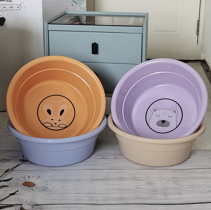 Debelo plastično korito s tiskom, za kućnu upotrebu, pogodno za pranje beba i pranje lica.