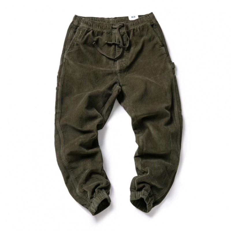 Muške zimske kordurove hlače, guste, vintage stil, uski kroj, s remenom, casual sportski stil