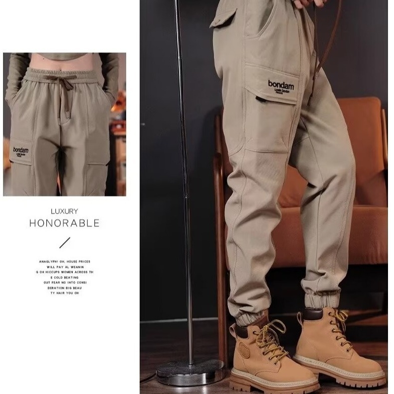 Muške ljetne casual hlače, 2024 trend High Street stila, široka kroj, vodootporne hlače za outdoor, srednji pojas, poliester