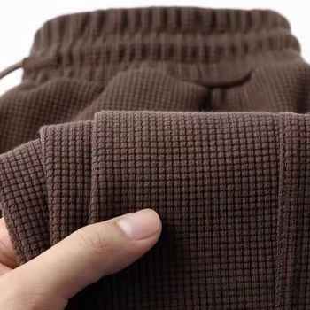 Férfi waffle mintázatú casual nadrág, laza szabás, koreai stílus, hosszú könnyű nadrág