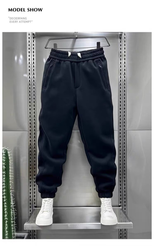 Muške trenirke hlače za jesen/zimu, jednobojne, širokog kroja s vezanjem, haremski stil