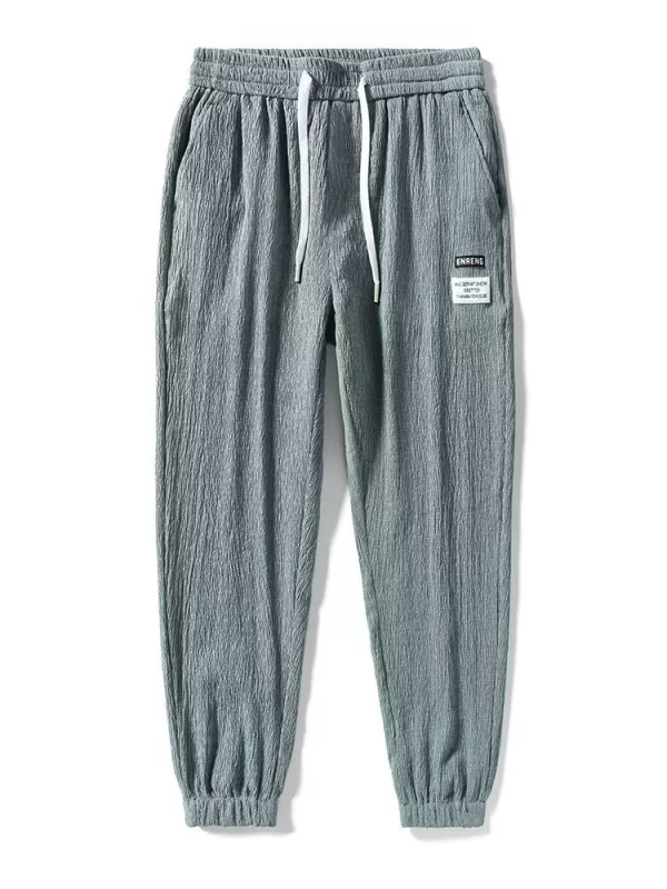 Férfi nyári Ice Silk casual nadrág, slim-fit, vékony, légáteresztő, jogger stílus, koreai stílus, modern és sokoldalú