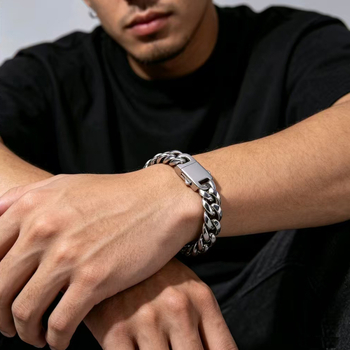 Šesterostrana polirana narukvica od titan čelika, hip-hop stil, unisex, kubanski lanac, moderan geometrijski dizajn