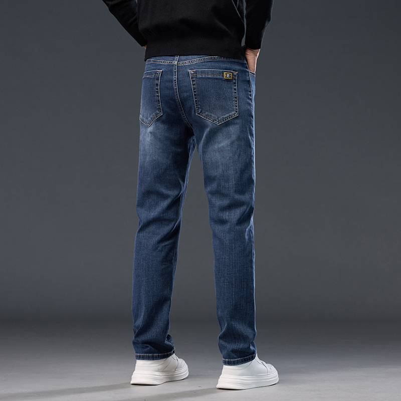 Férfiaknak szánt egyenes szárú farmer, lazán szabott, elasztikus, nagyméretű, mindennapi és üzleti casual viseléshez, vastag denim ősz–télre