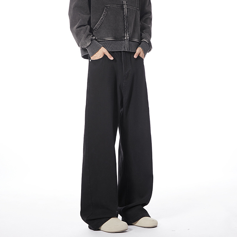 Férfi denim farmernadrág kávébarna árnyalatban, őszi amerikai retro stílus, egyenes, laza szabású