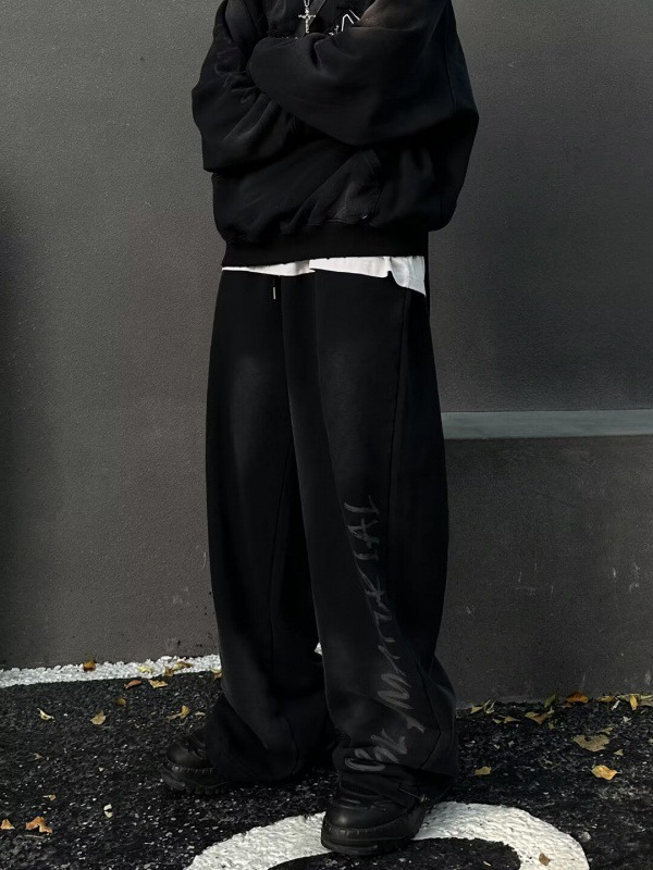 Muške hlače u hongkonškom stilu, ravni kroj, casual streetwear dizajn, proljeće i jesen, korejski stil.