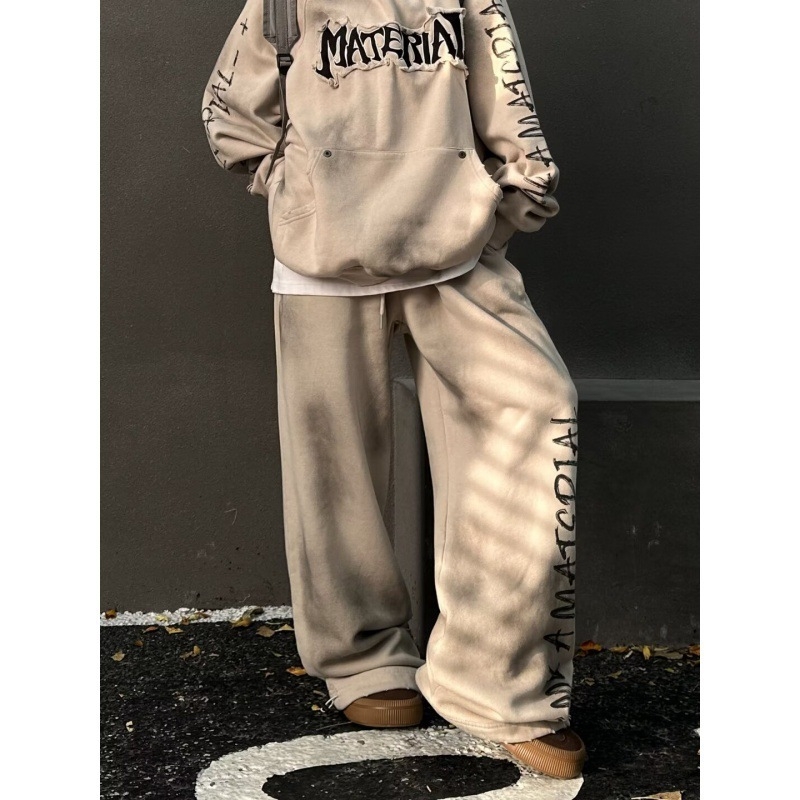 Muške hlače u hongkonškom stilu, ravni kroj, casual streetwear dizajn, proljeće i jesen, korejski stil.