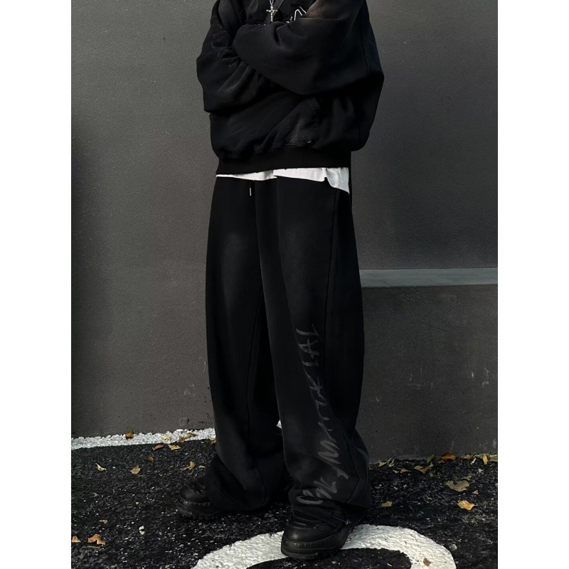 Muške hlače u hongkonškom stilu, ravni kroj, casual streetwear dizajn, proljeće i jesen, korejski stil.