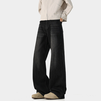 2026 tavasz férfiaknak amerikai stílusú mosott farmer, egyenes szárú, 320 g slub denim