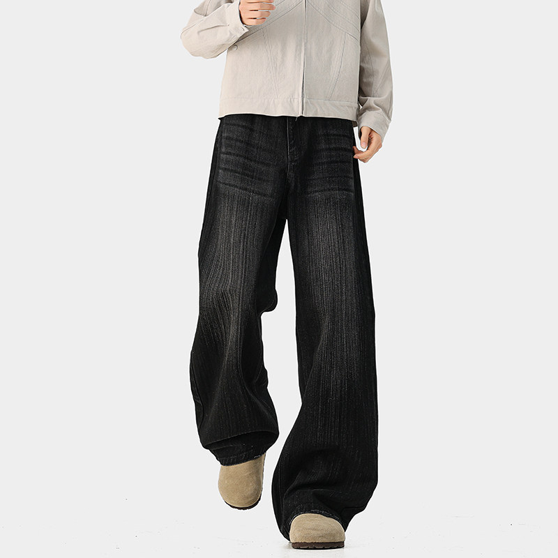 2026 tavasz férfiaknak amerikai stílusú mosott farmer, egyenes szárú, 320 g slub denim