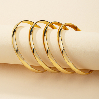 Set od 4 metalne narukvice, europsko-američka modna bižuterija, unisex, geometrijski dizajn, legura
