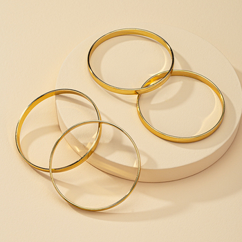 Set od 4 metalne narukvice, europsko-američka modna bižuterija, unisex, geometrijski dizajn, legura