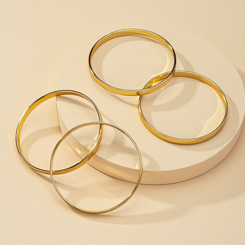 Set od 4 metalne narukvice, europsko-američka modna bižuterija, unisex, geometrijski dizajn, legura