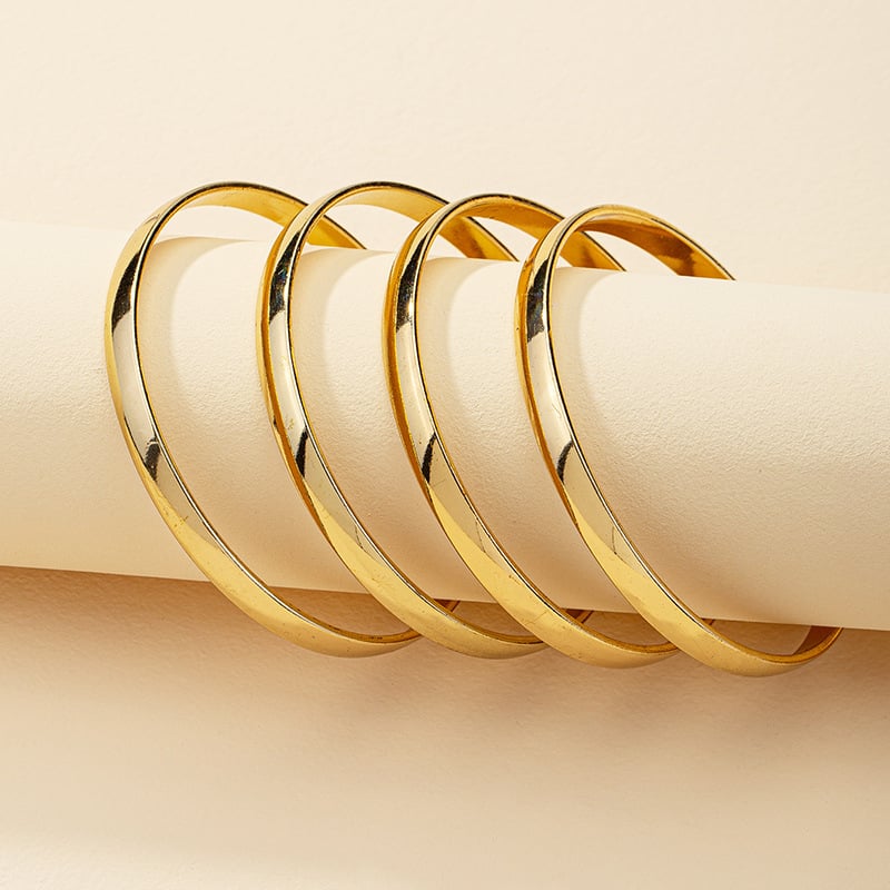 Set od 4 metalne narukvice, europsko-američka modna bižuterija, unisex, geometrijski dizajn, legura