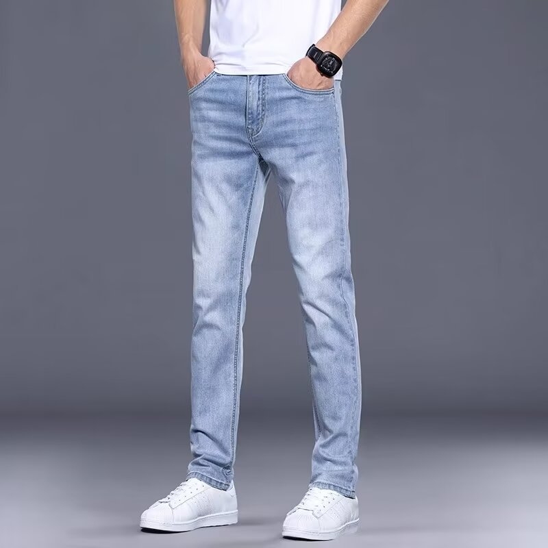 Muške traperice slim straight, lagane, elastične, visoke kvalitete, casual i svestrane za ljeto 2025