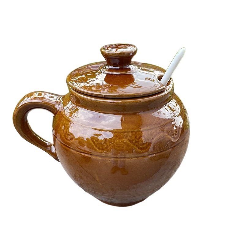 Keramična posuda za sol s poklopcem i žličicom, otporna na vlagu, vintage stil, kapacitet 1 kg