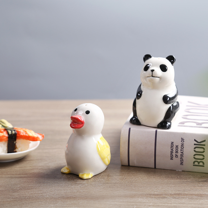Keramički posuda za začine s Panda dizajnom, sol i papar; pogodna za restorane i kućnu upotrebu; posuda za čačkalice sa žutom patkom.