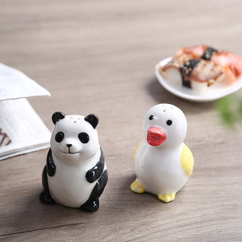 Keramički posuda za začine s Panda dizajnom, sol i papar; pogodna za restorane i kućnu upotrebu; posuda za čačkalice sa žutom patkom.