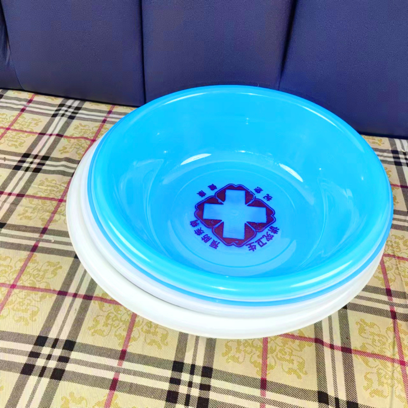 Jednokratni bolnički plastični umivaonik, bijelo-plavi, promjer 32 cm