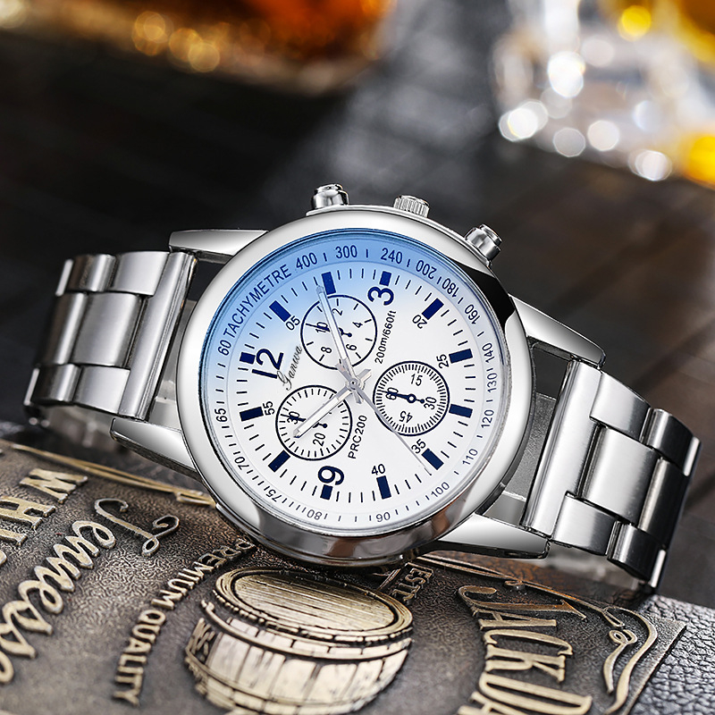 RUOLINDO Muški kvarcni sat od nehrđajućeg čelika, 40 mm cifernik, modern poklon uz plavo svjetlo