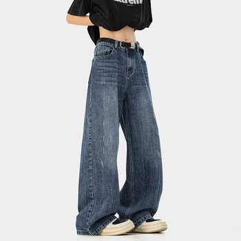 2026 tavaszi férfiaknak – amerikai stílusú kopott, mosott farmernadrág, 320 g slub denim
