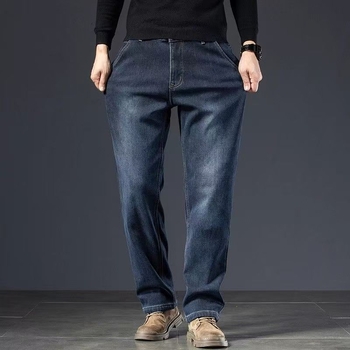Férfi denim nadrág - magas minőségű őszi-téli, lazán szabott egyenes szár, elasztikus, nagy méret, mindennapi viselet