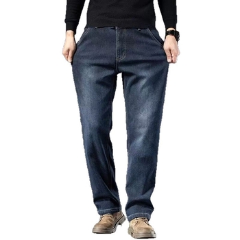 Férfi denim nadrág - magas minőségű őszi-téli, lazán szabott egyenes szár, elasztikus, nagy méret, mindennapi viselet