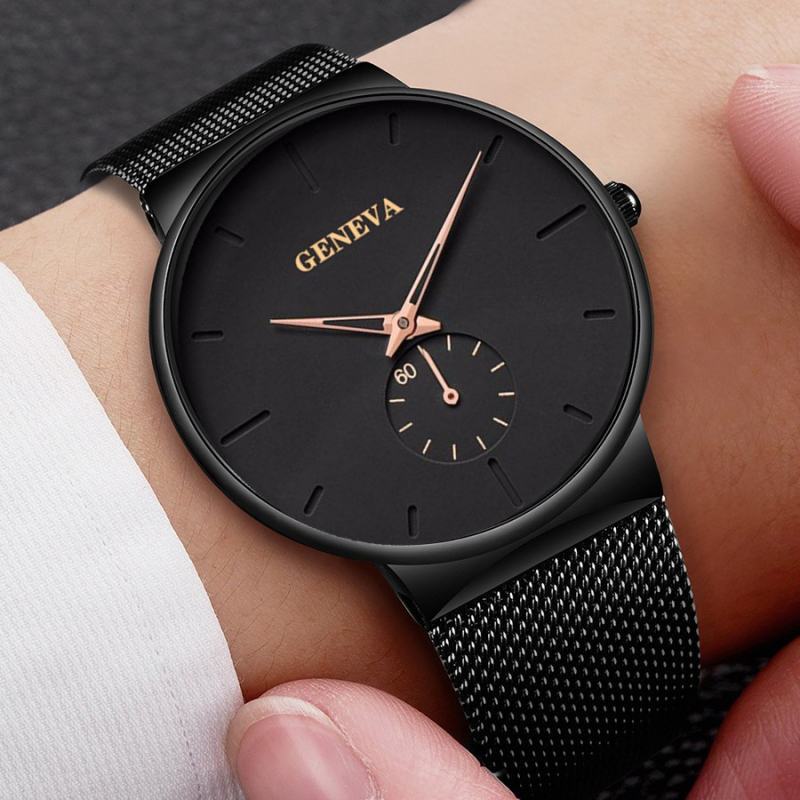 Geneva unisex kvarcni sat s mrežastim kaišem, 40 mm brojčanik, minimalistički i modern dizajn