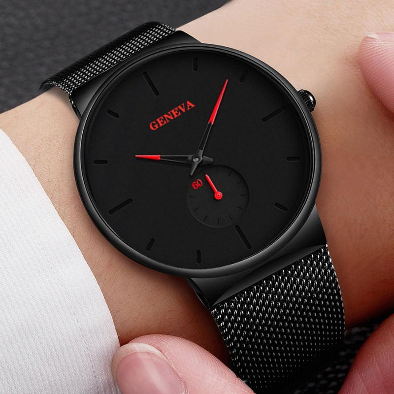 Geneva unisex kvarcni sat s mrežastim kaišem, 40 mm brojčanik, minimalistički i modern dizajn