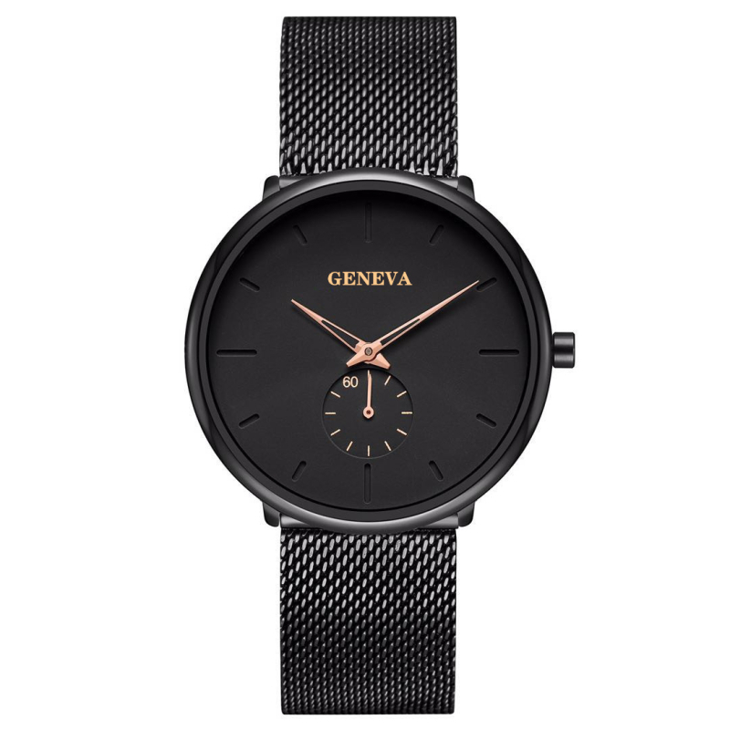 Geneva unisex kvarcni sat s mrežastim kaišem, 40 mm brojčanik, minimalistički i modern dizajn