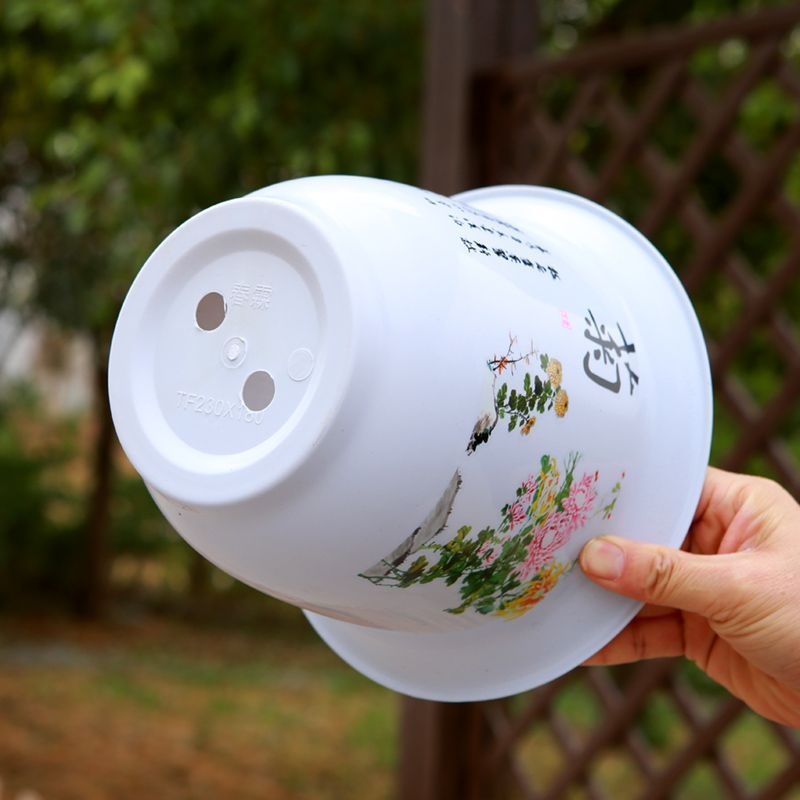 Ghiveci din rășină plastică, finisaj imitatie ceramică, deschidere mare, potrivit pentru plante decorative și suculente, durabil pentru plantare