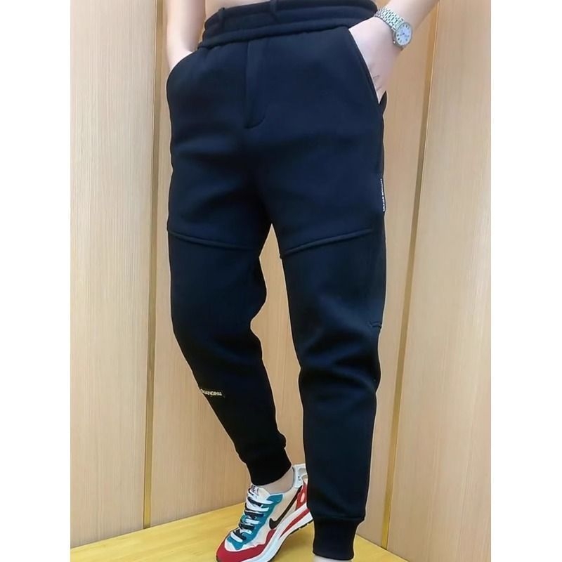 Muške slim-fit jogger hlače s flecom, zimske sportske hlače
